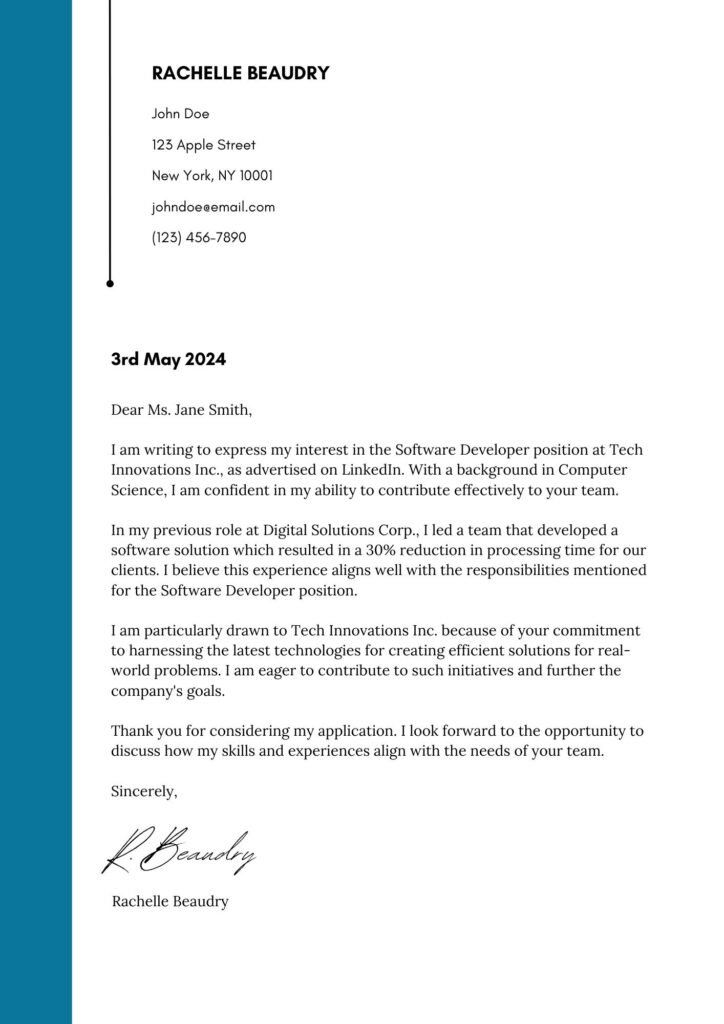 sample Netherlands cover letter