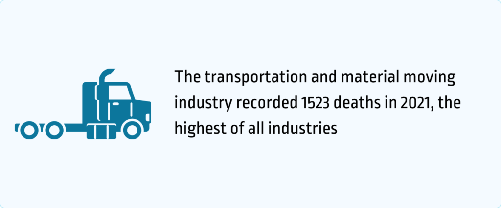the transportation and material moving industry recorded highest deaths rate of all industries