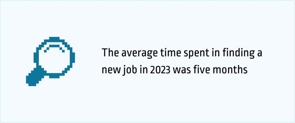 the average time spent in finding a new job is five months
