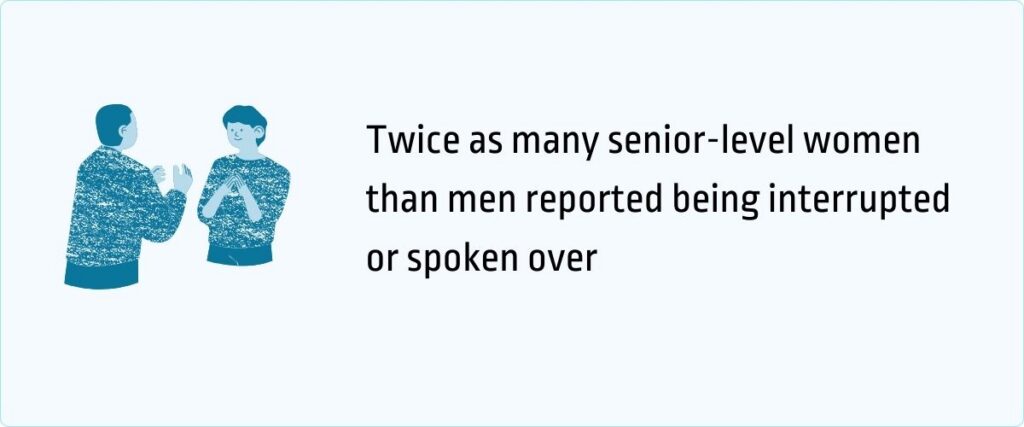 twice as many senior-level women than man reported being interrupted or spoken over