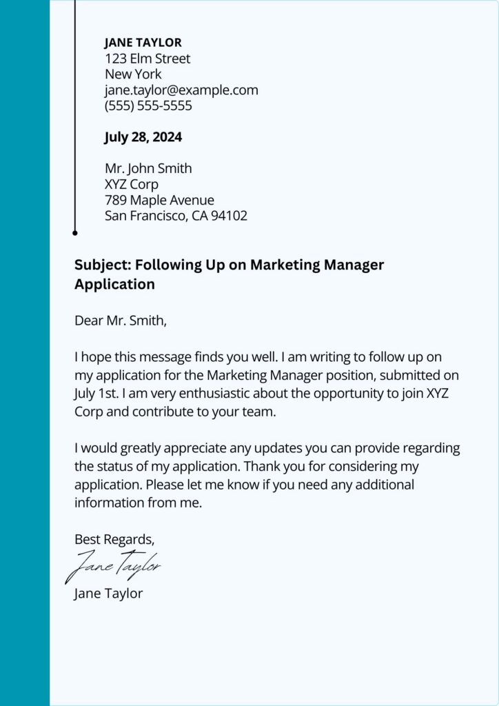 Follow-Up Letter Example