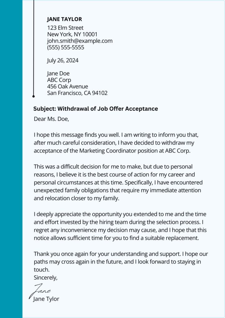 Example Of Polite Job Offer Rejection