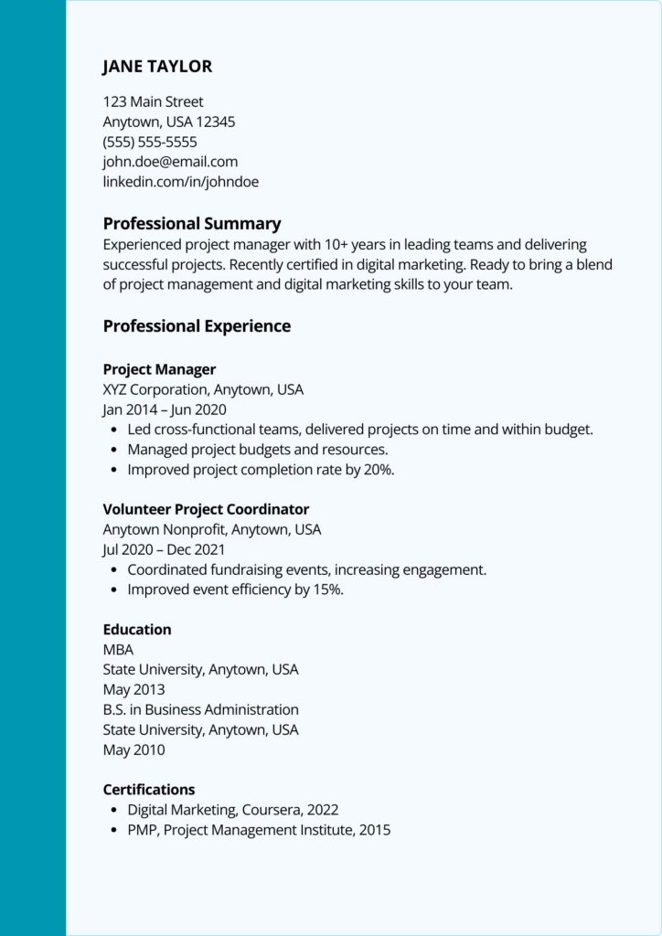 Samples Of Employment Gap In Your Resume