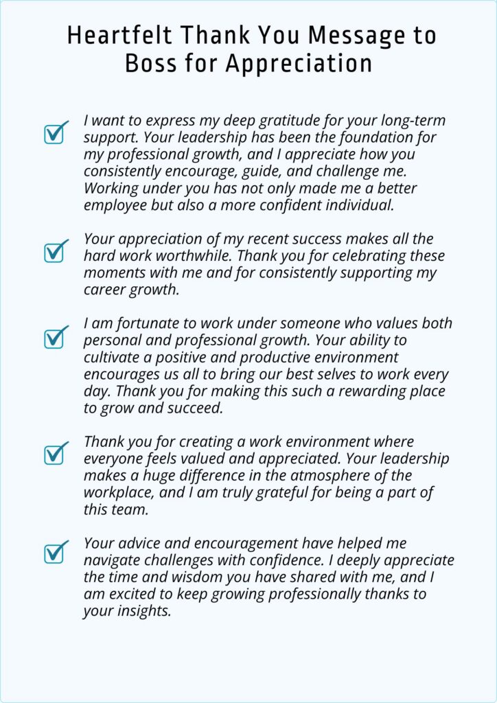 thank you message to boss appreciation