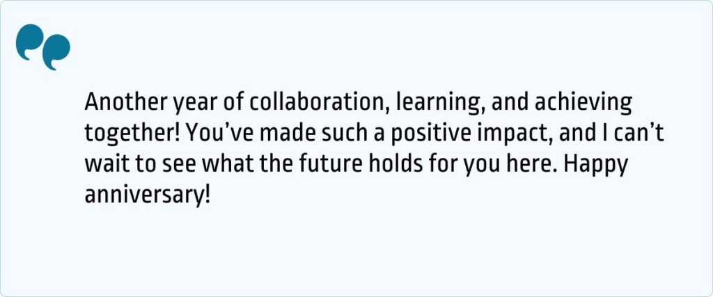 Work Anniversary Message for Colleagues