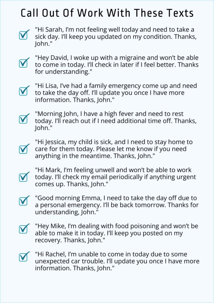 call out of work by text message