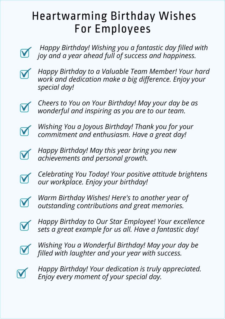Birthday Wishes for Employees