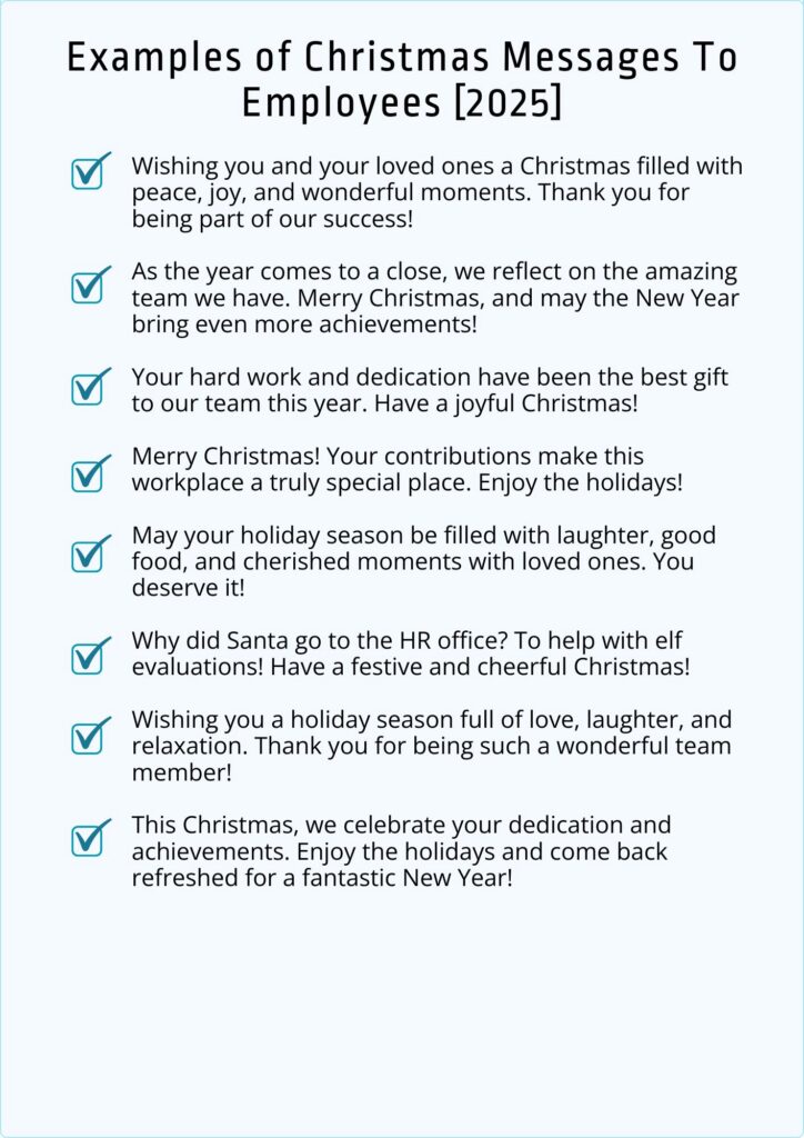 Heartfelt Christmas Messages to Employees